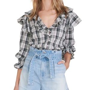 Veronica Beard Ithia Plaid Blouse